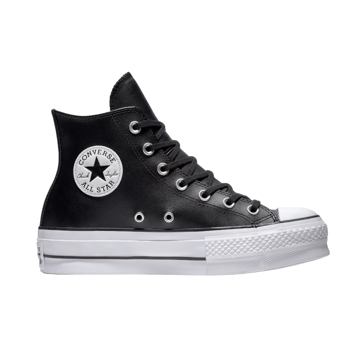 Converse All Star- Negras Altas Plataforma Piel
