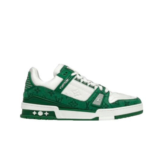 Louis Vuitton Trainer – Green Monogram Denim White